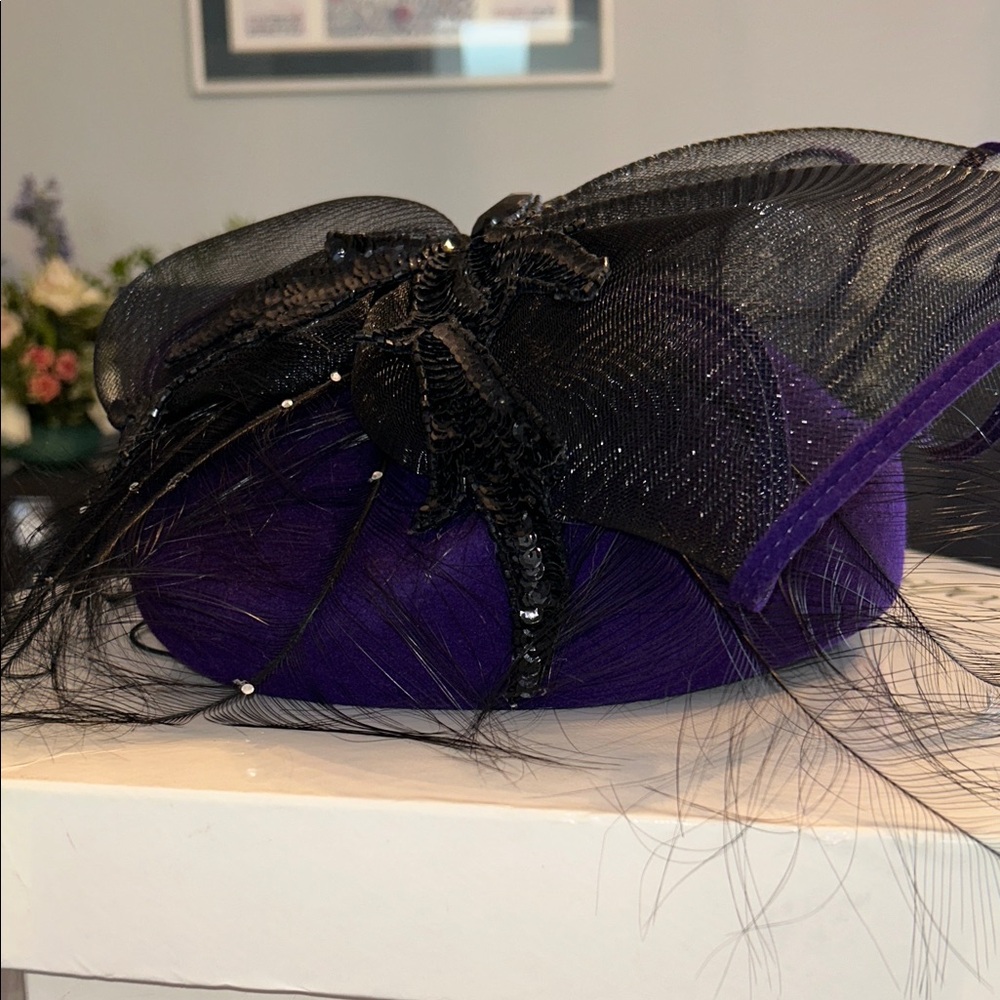 Bellini Black and Purple Women's Fascinator